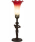 15" High Seafoam/Cranberry Tiffany Pond Lily Nouveau Lady Accent Lamp
