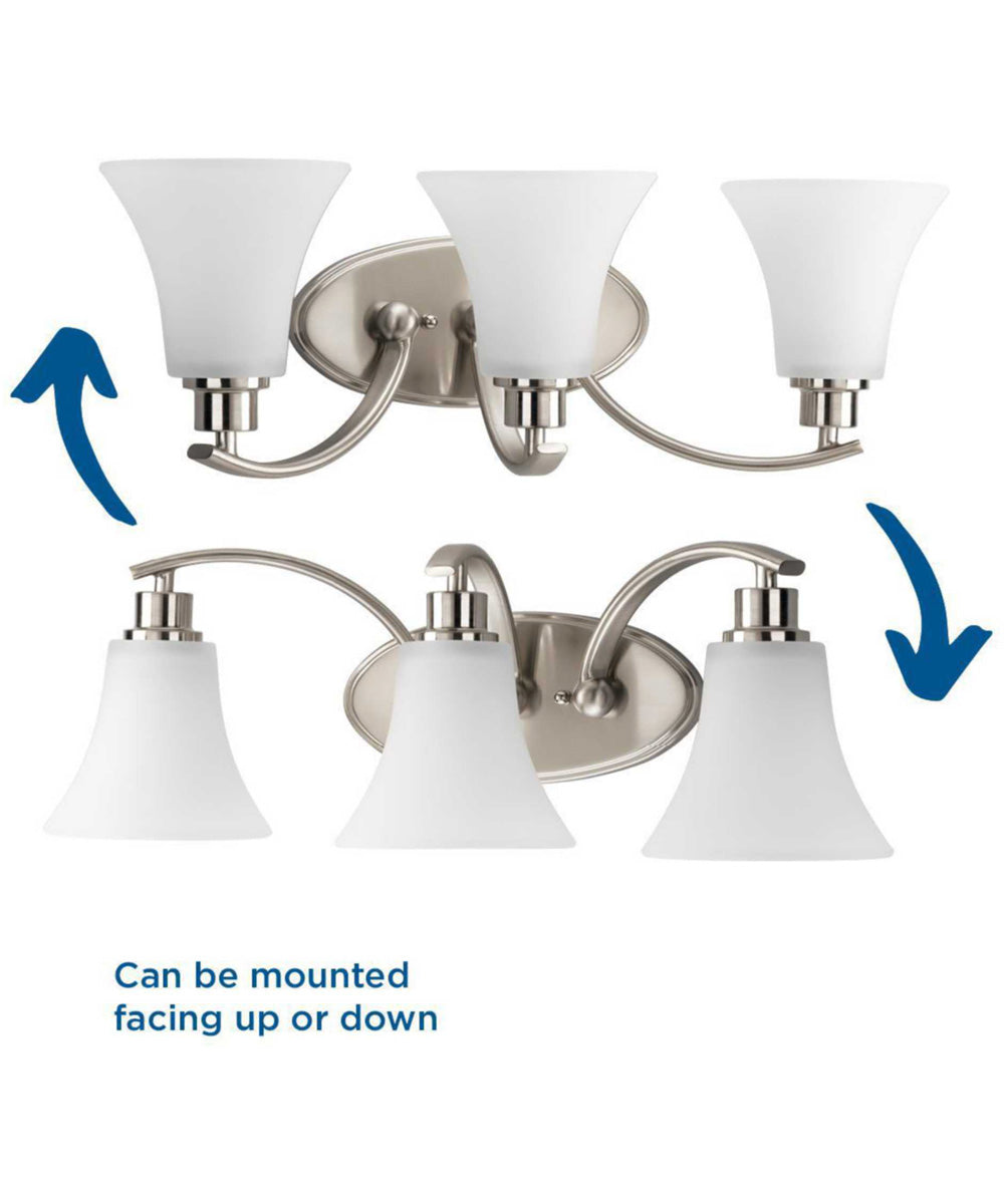 Joy 3-Light Etched Glass Traditional Bath Vanity Light Brushed Nickel