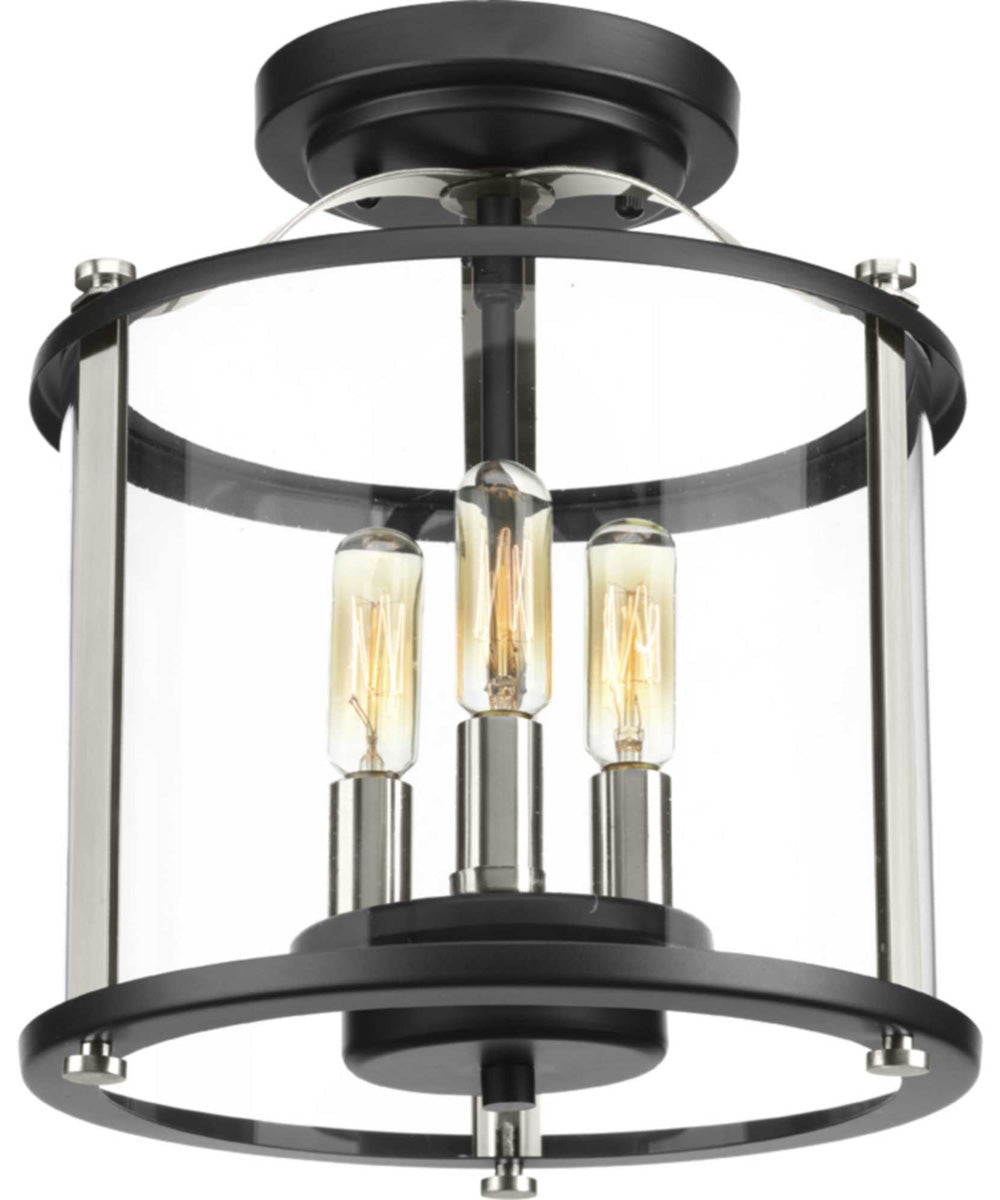 Squire 3-Light Semi-Flush Convertible Matte Black