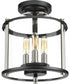 Squire 3-Light Semi-Flush Convertible Matte Black