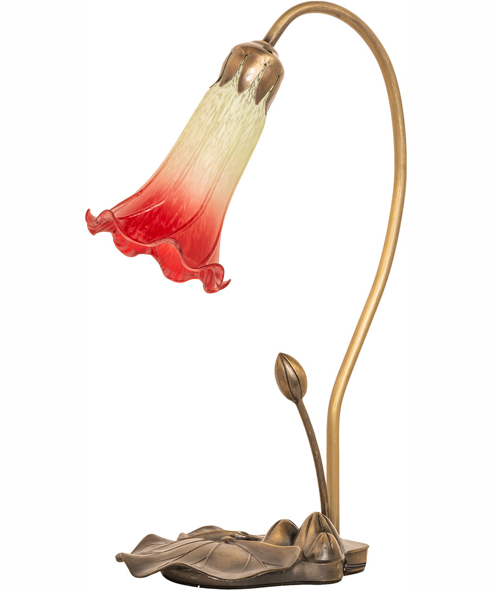16" High Seafoam/Cranberry Tiffany Pond Lily Accent Lamp