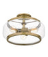 Tapley 3-light Semi Flush Mount Weathered Brass