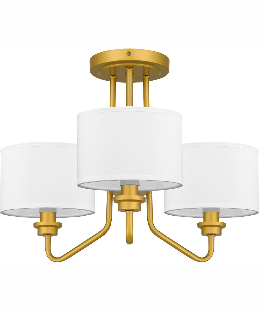 Quoizel Semi-Flush Mount Large 3-light Semi Flush Mount Painted Brass