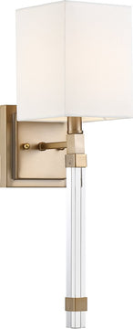 5"W Tompson 1-Light Vanity & Wall Burnished Brass / White