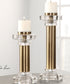19"H Leslie Brushed Brass Candleholders Set of 2