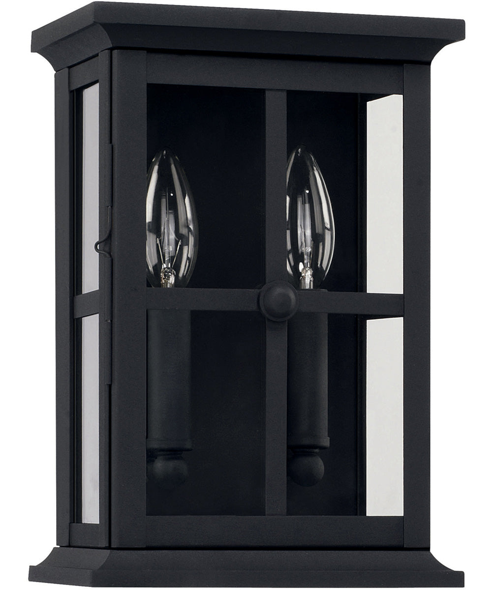 Mansell 2-Light Outdoor Wall Mount Rain or Shine - Black with Clear Glass