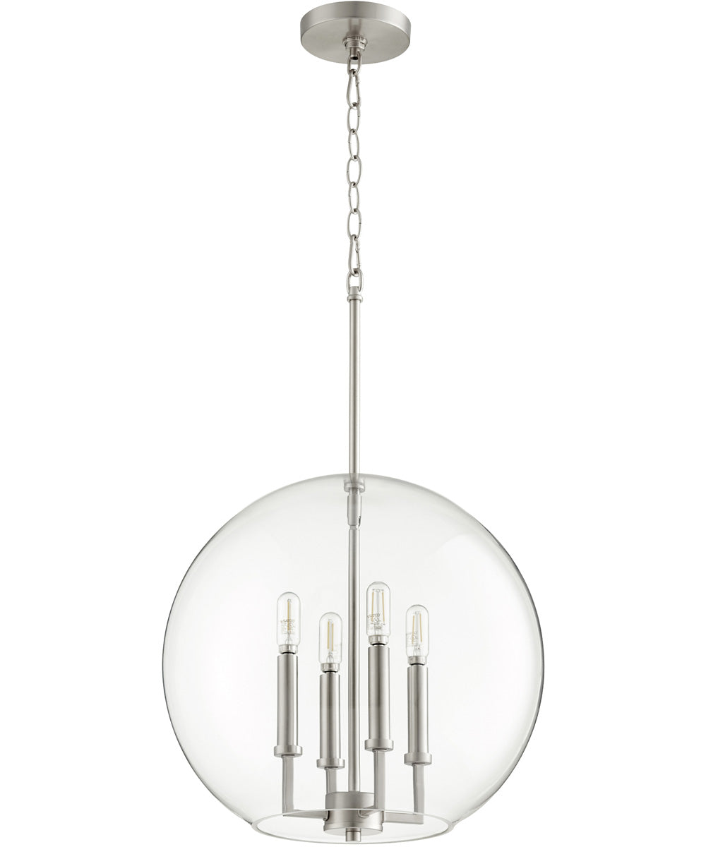16"W 4-light Pendant Satin Nickel