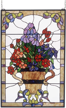 36"H x 24"W Floral Arrangement Stained Glass Window