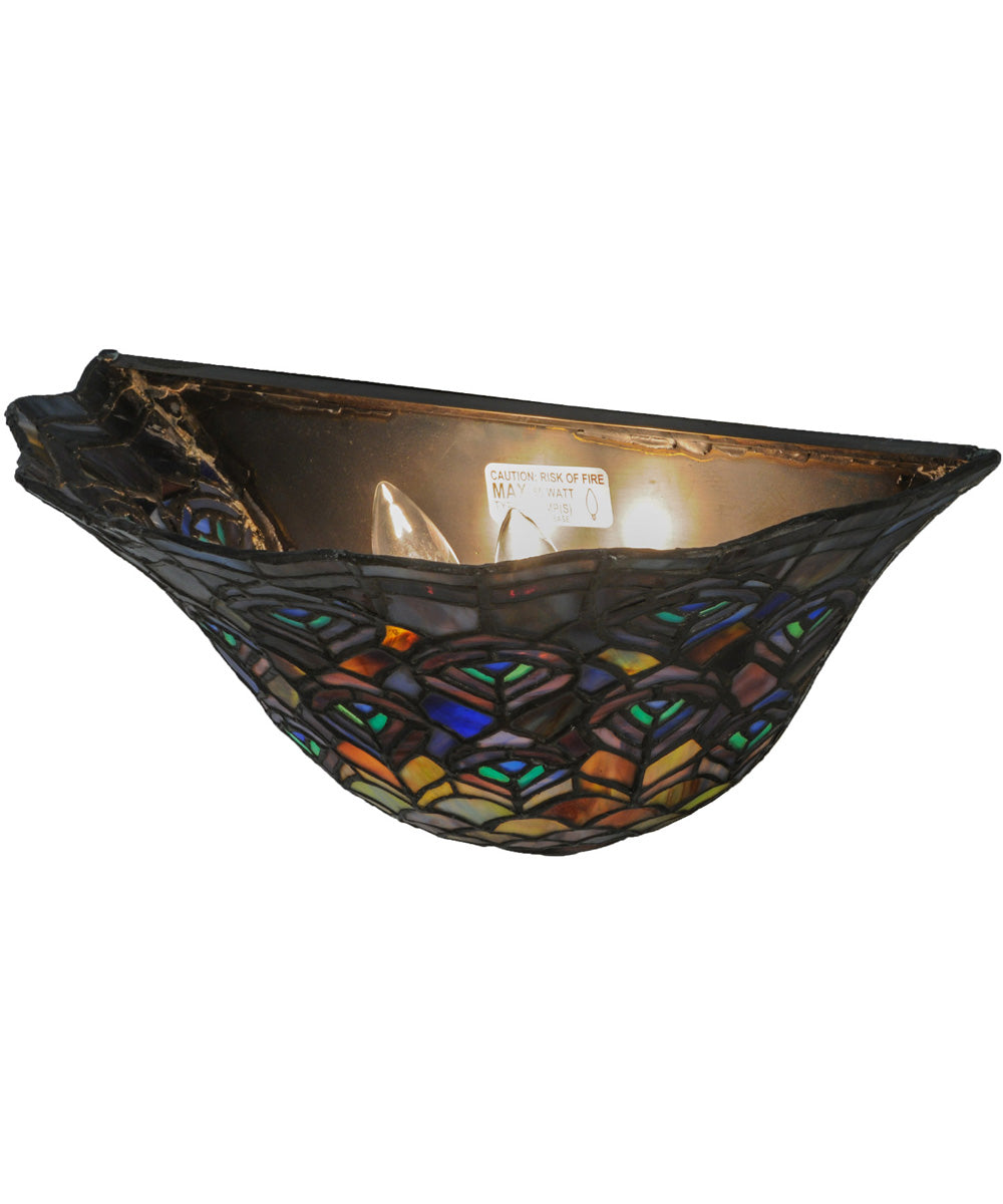 13"W Peacock Feather Wall Sconce