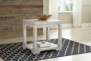 25"H Fregine Rectangular End Table White Wash