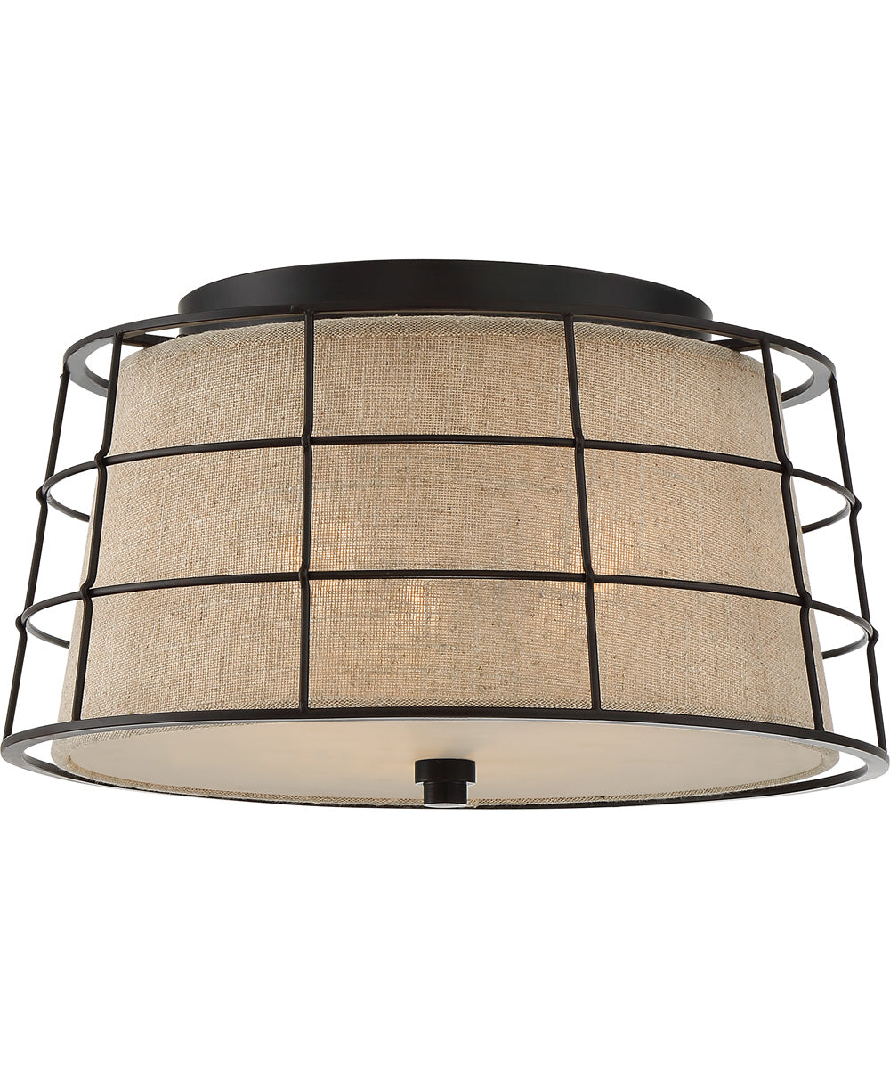 Landings Medium 3-light Flush Mount Mottled Cocoa