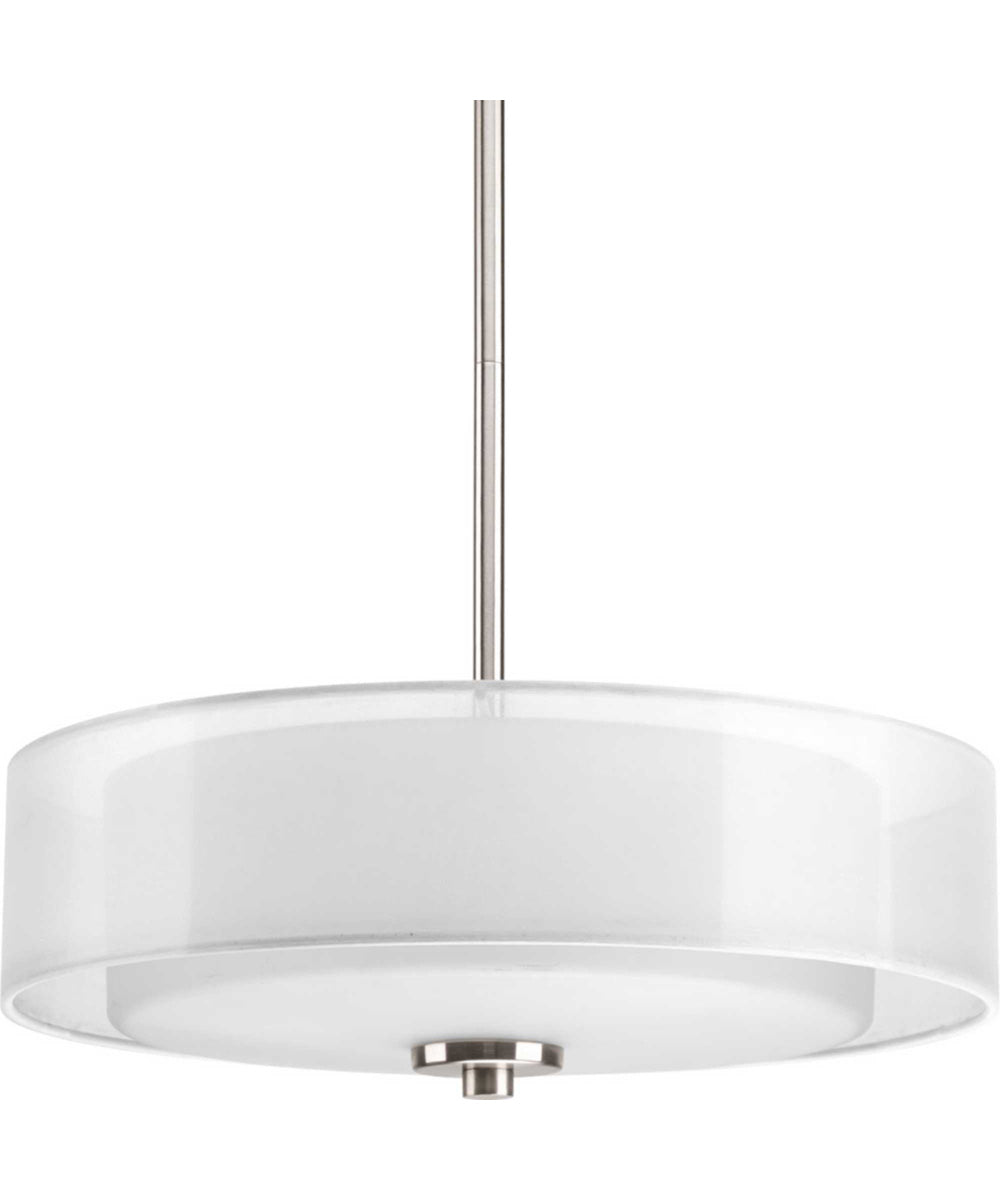 Invite 3-Light 15" Semi-Flush Convertible Brushed Nickel