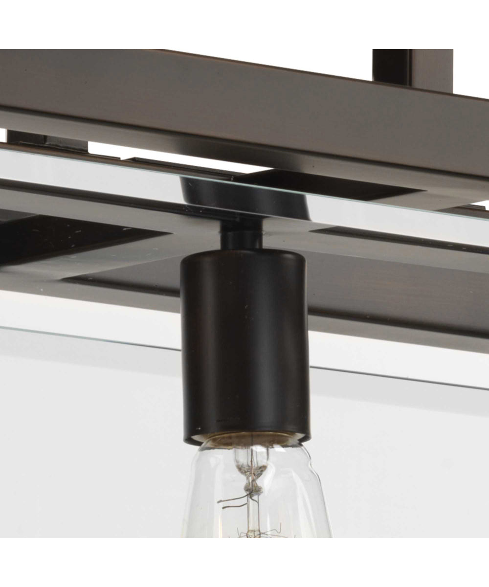 Glayse 5-Light Clear Glass Luxe Linear Chandelier Light Antique Bronze