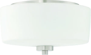 12"W Clarendon 2-Light Flush Mount Light Brushed Polished Nickel