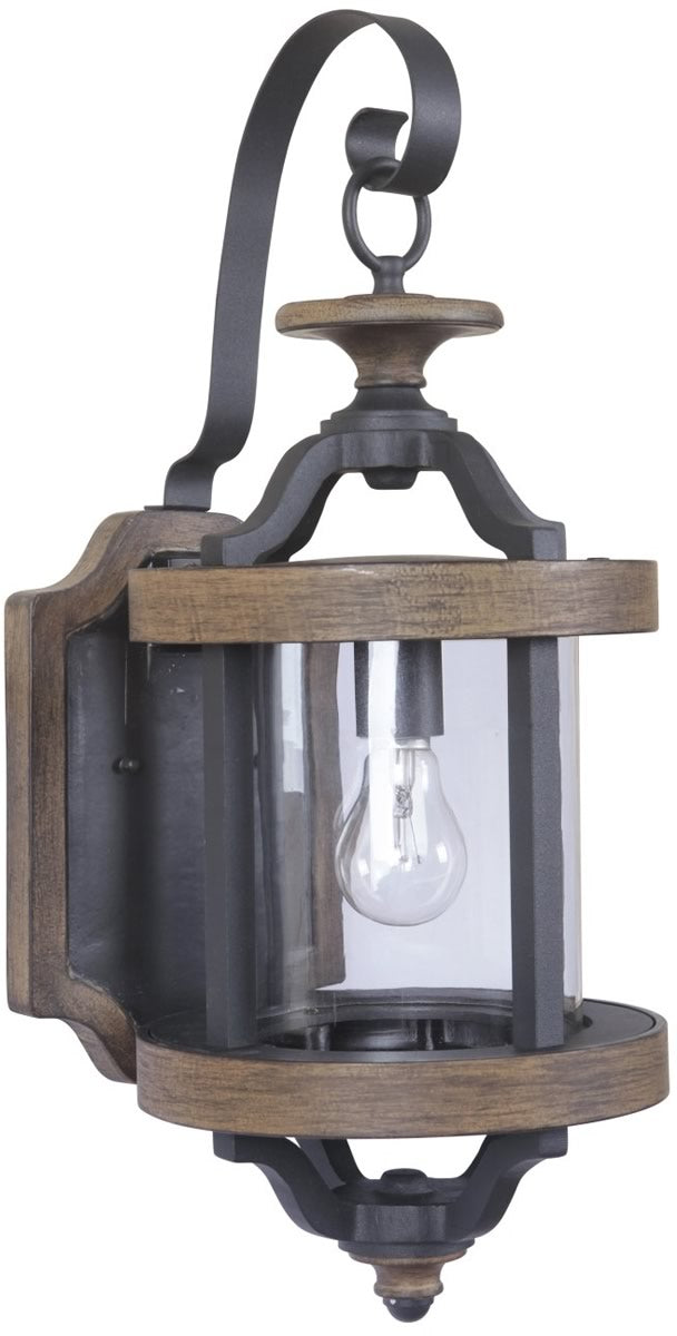 23"H Ashwood 1-Light Outdoor Wall Light Textured Black/Whiskey Barrel