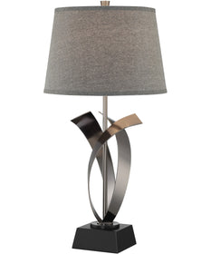 Wayde 1-Light Table Lamp Gun Metal/Grey Fabric Shade
