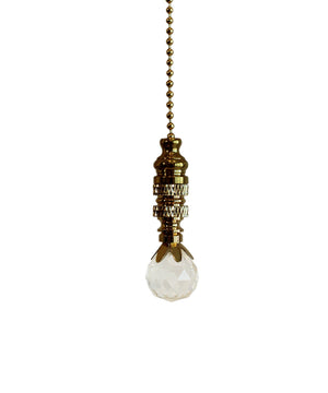 Stephanov Multi-Faceted Crystal Ball Ceiling Fan Pull, 2"h with 12" Polished Brass Chain