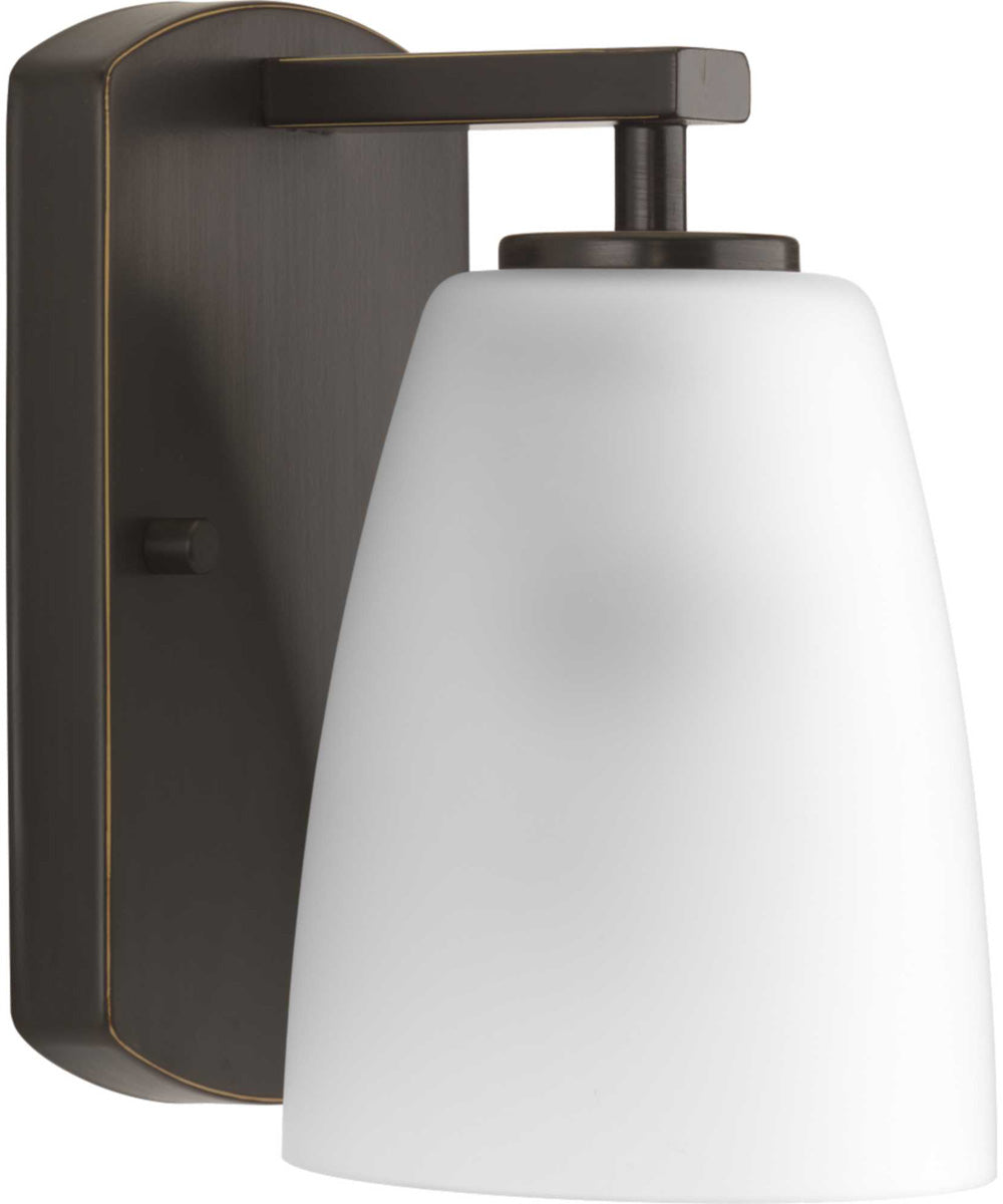 Leap 1-Light Etched Glass Modern Bath Vanity Light Antique Bronze