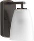 Leap 1-Light Etched Glass Modern Bath Vanity Light Antique Bronze