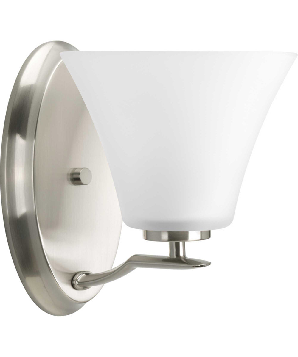 Bravo 1-Light Etched Glass Modern Bath Vanity Light Brushed Nickel