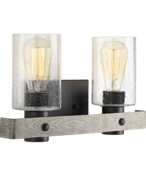 Gulliver 2-Light Clear Seeded Glass Coastal Bath Vanity Light Graphite