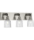 Rushton 3-Light Clear Glass Farmhouse Bath Vanity Light Brushed Nickel