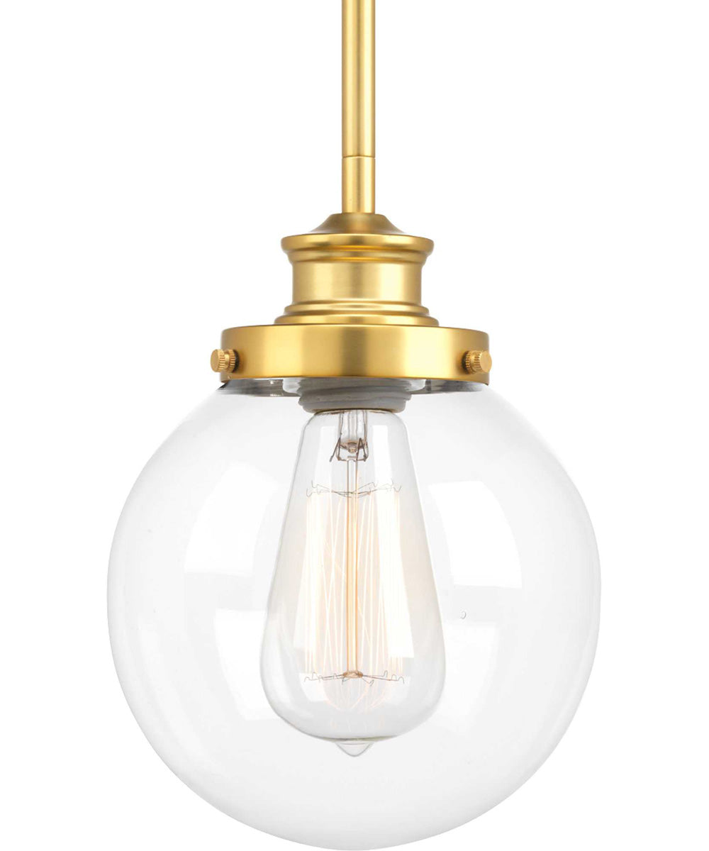 Penn 1-Light Clear Glass Farmhouse Mini-Pendant Light Natural Brass