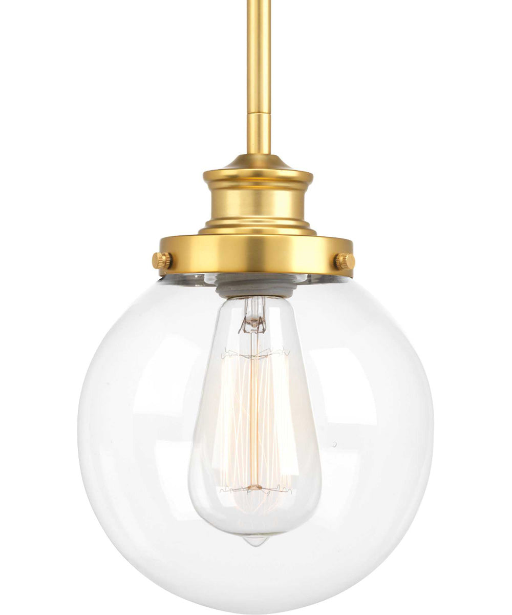 Penn 1-Light Clear Glass Farmhouse Mini-Pendant Light Natural Brass