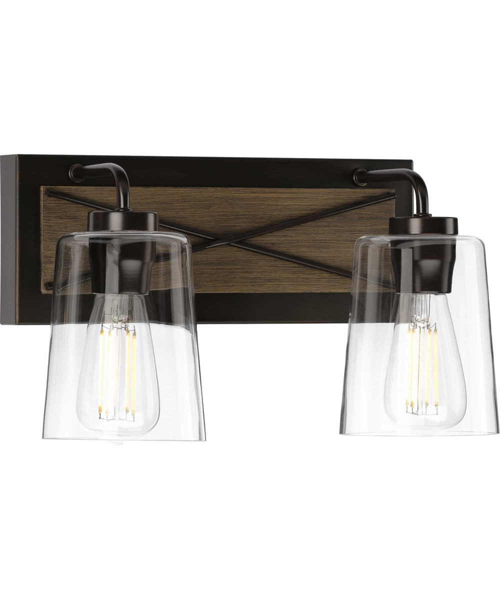 Briarwood 2-Light Clear Glass Coastal Bath Vanity Light Antique Bronze