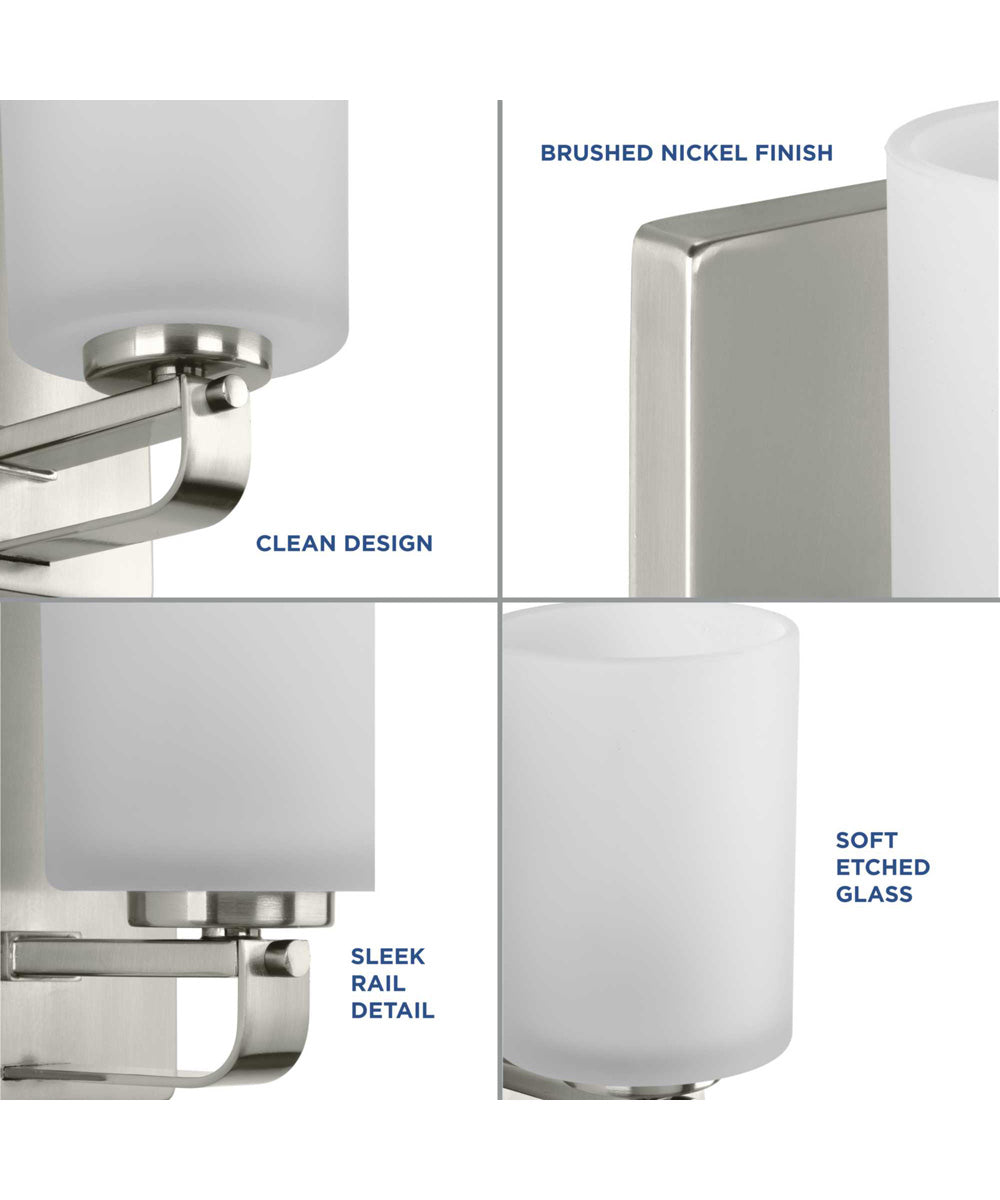 League 1-Light Etched Glass Modern Farmhouse Bath Vanity Light Brushed Nickel