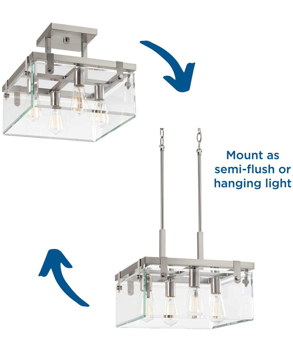 Glayse 16-3/4" Semi-Flush/Convertible Brushed Nickel