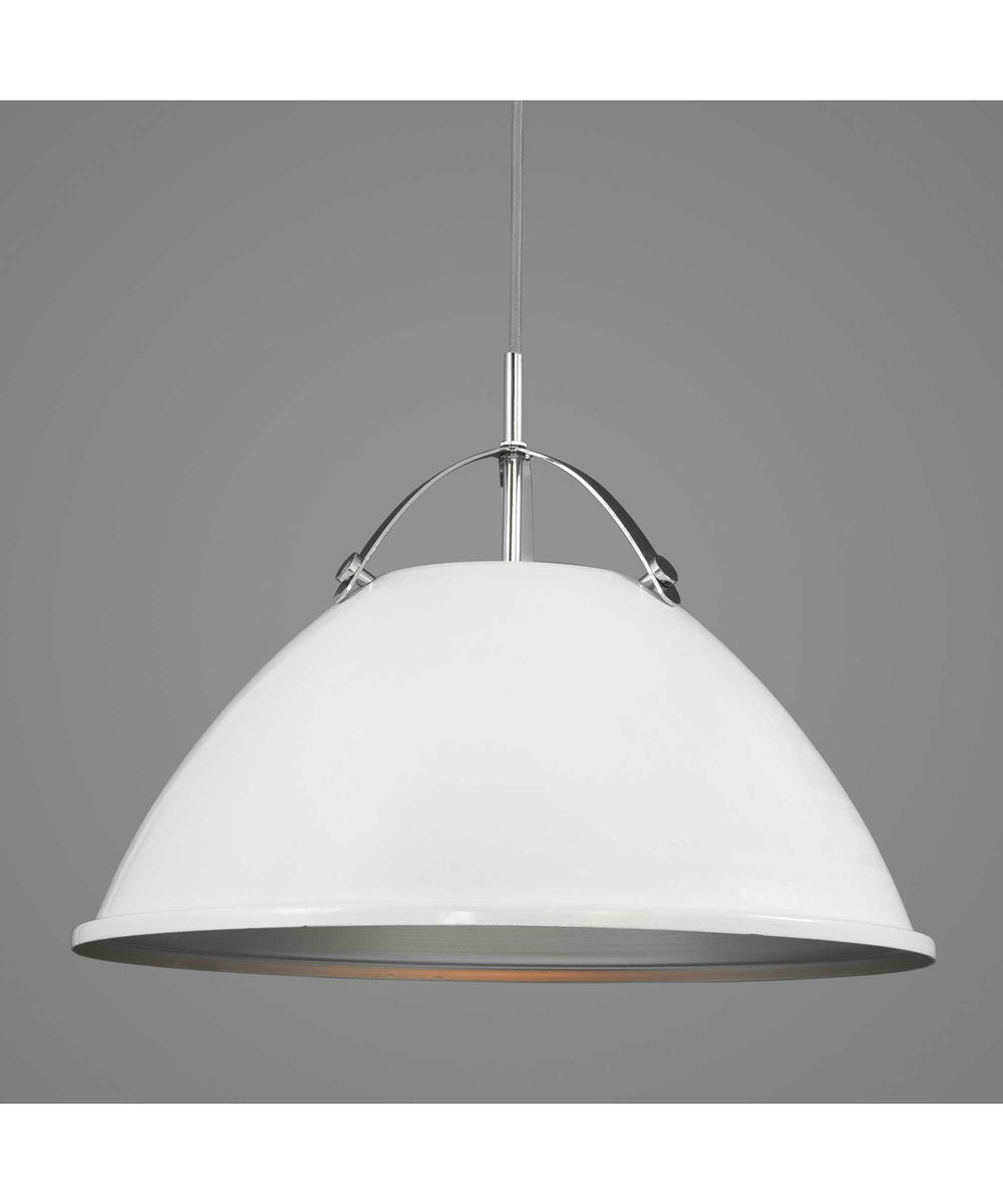 Tre 1-Light Metal Shade Coastal Pendant Light White