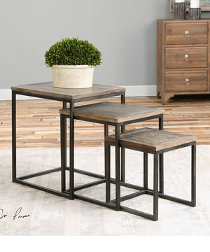 24"H Bomani Wood Nesting Tables Set of 3