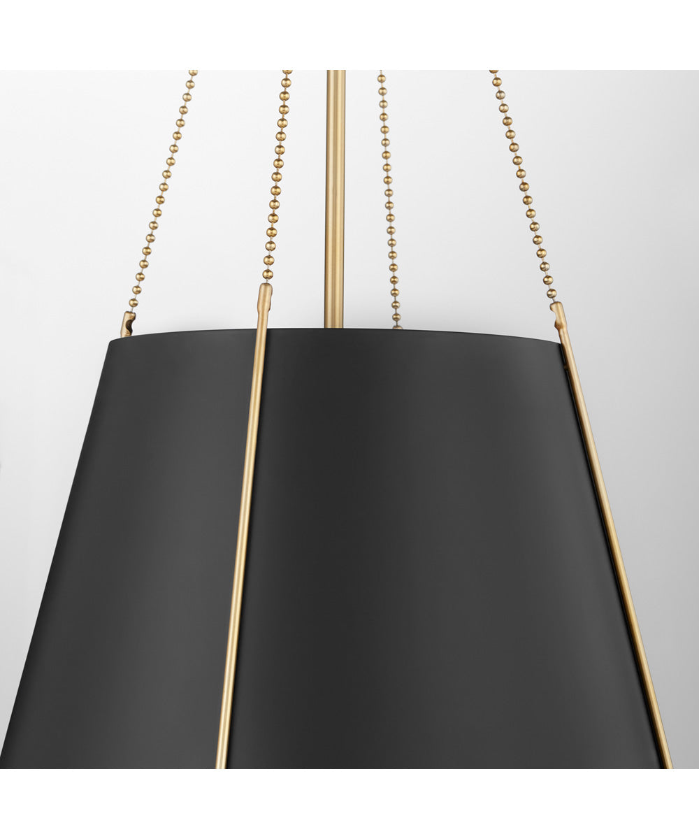 3-light Pendant Matte Black w/ Aged Brass