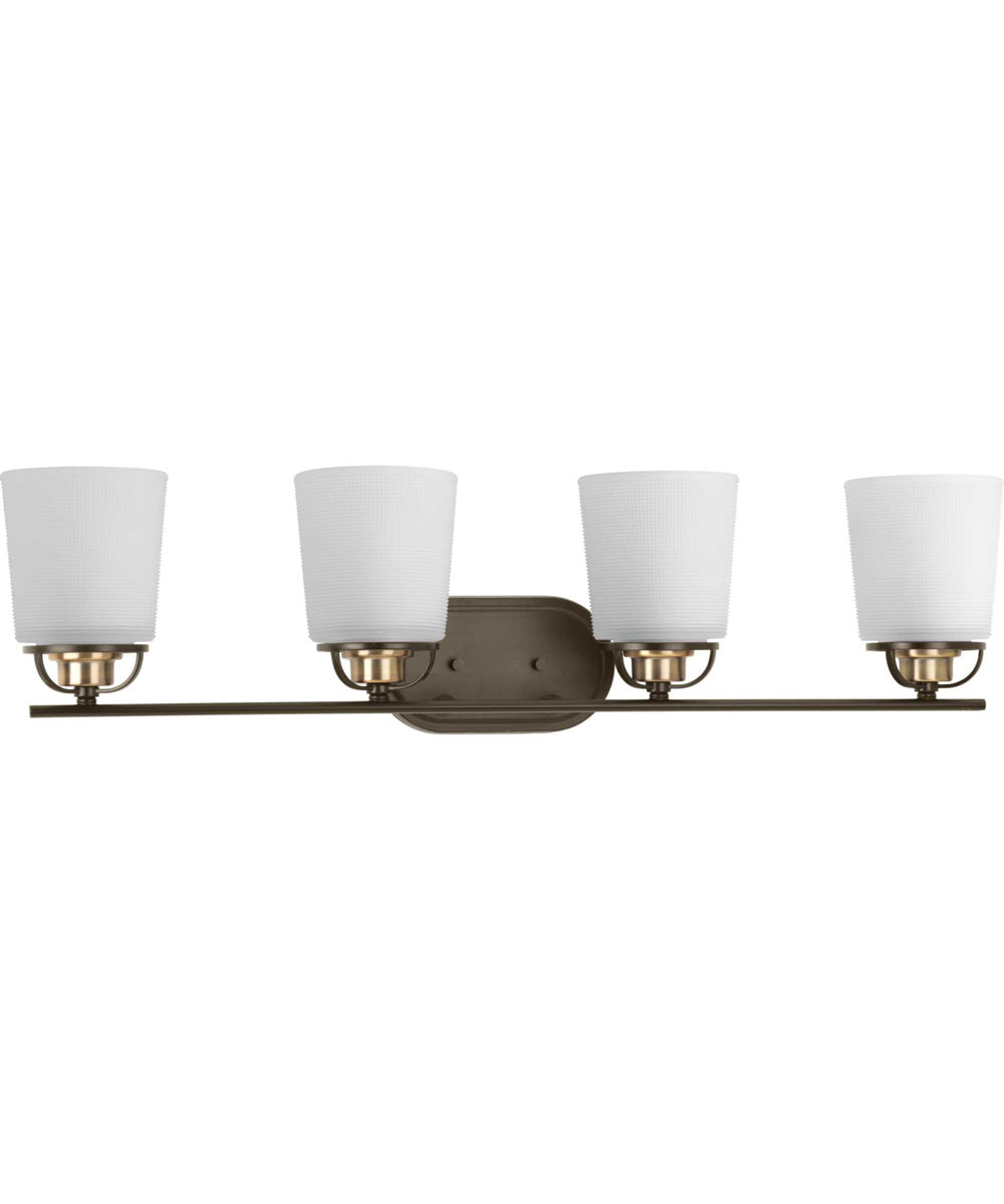 West Village 4-Light Etched Double Prismatic Glass Farmhouse Bath Vanity Light Antique Bronze
