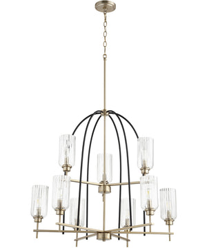 32"W Espy 9-light Chandelier Noir w/ Aged Brass