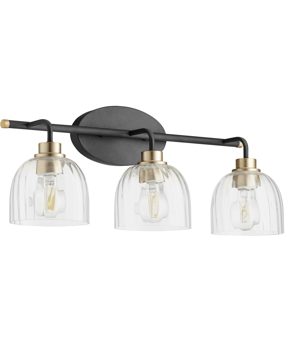 24"W Espy 3-light Bath Vanity Light Noir w/ Aged Brass