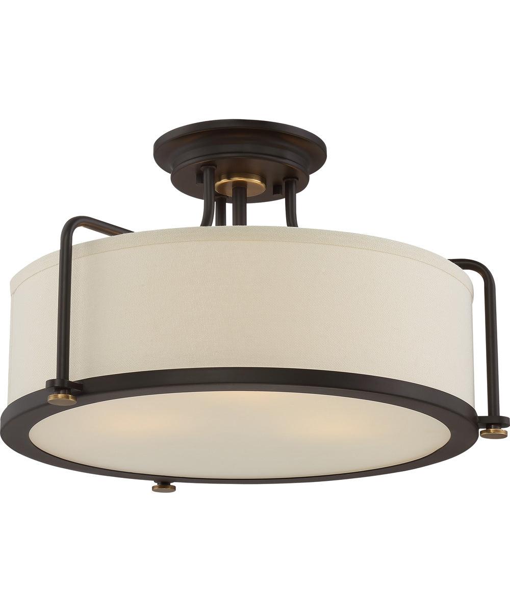 Calvary Large 3-light Semi Flush Mount Western Bronze