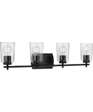 Adley 4-Light Clear Glass New Traditional Bath Vanity Light Matte Black
