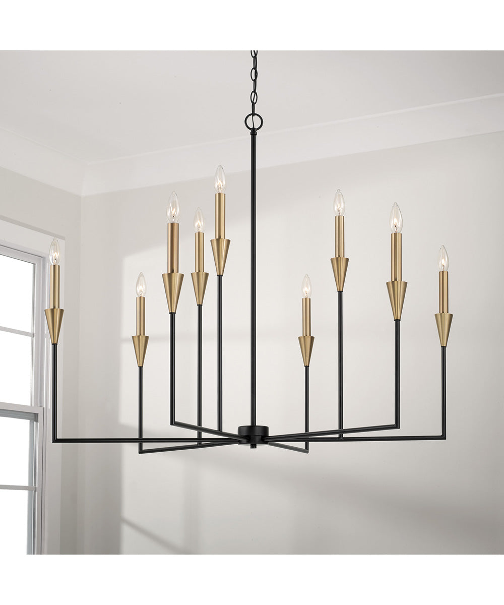 Avant 9-Light Chandelier Aged Brass and Black