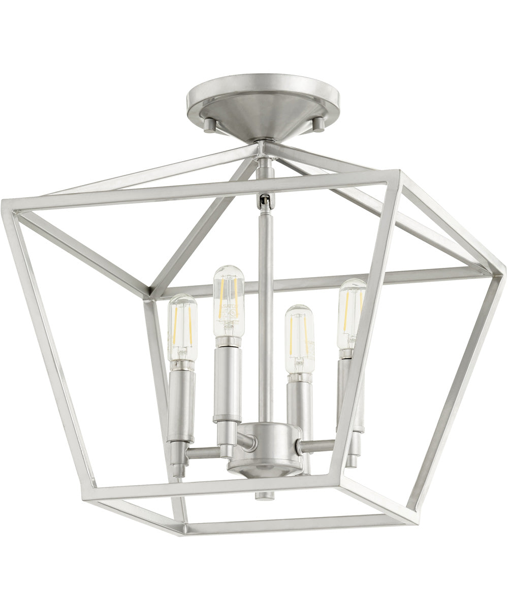 13"W Gabriel 4-light Ceiling Flush Mount Classic Nickel