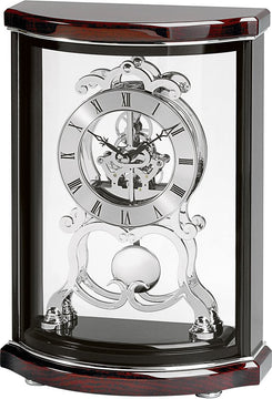 12"H Valeria Mantel Clock High Gloss Black and Mahogany