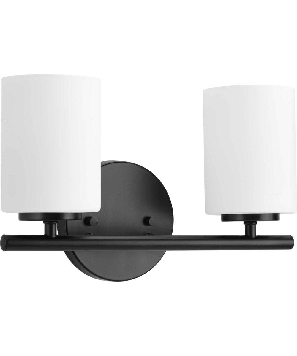 Replay 2-Light Etched Glass Modern Bath Vanity Light Textured Black