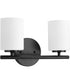 Replay 2-Light Etched Glass Modern Bath Vanity Light Textured Black