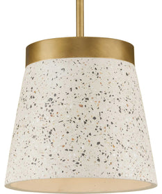 Terrazzo 1-Light Sand Terrazzo Hanging Pendant Light Distressed Brass
