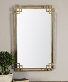 37"H x 23"W Devoll Antique Gold Mirror
