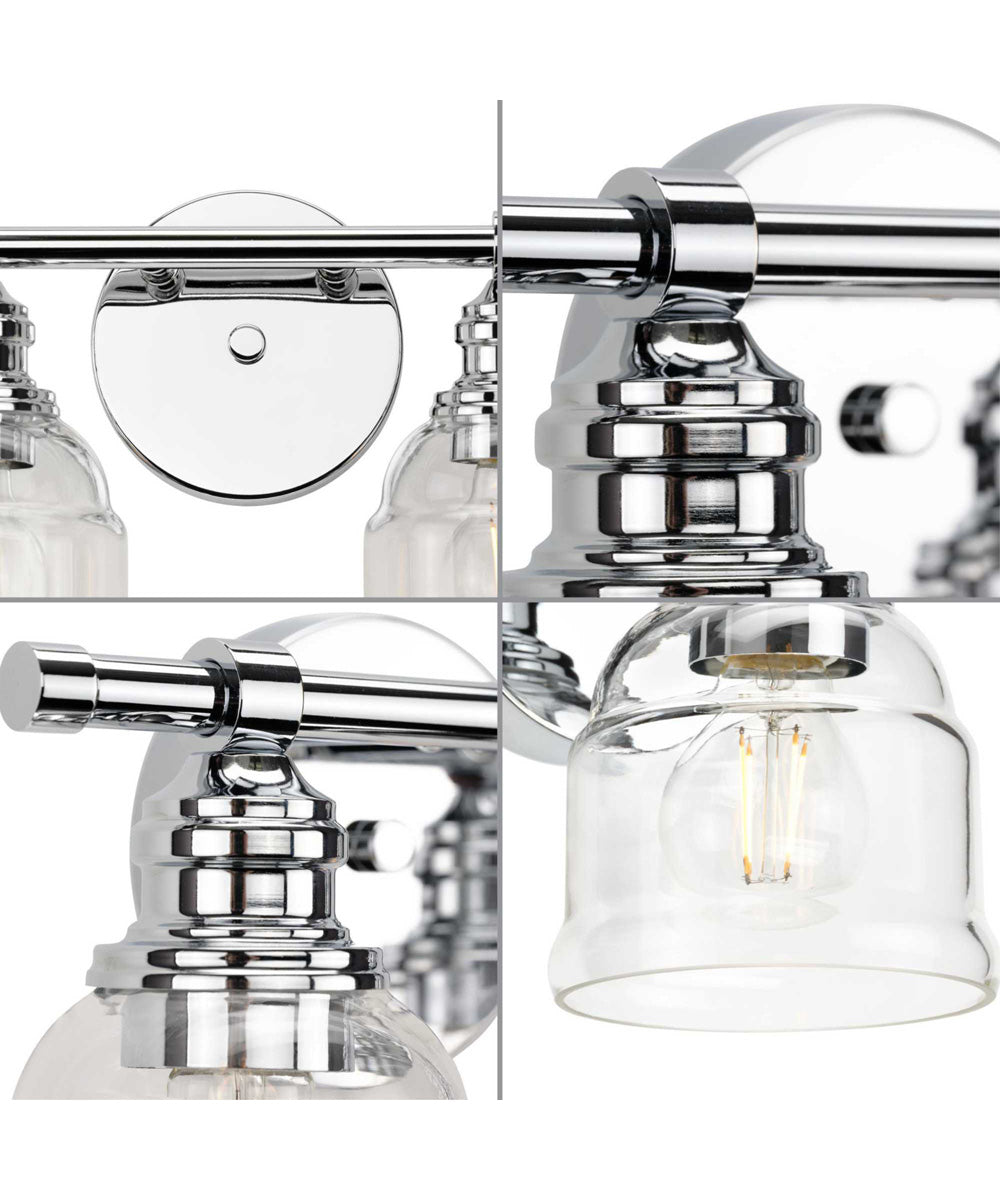 Ambrose 2-Light Farmhouse Clear Glass Bath Vanity Light Polished Chrome