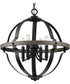 Lockhart 4-Light Matte Black/Aged Oak Farmhouse Style Hanging Pendant Light Matte Black