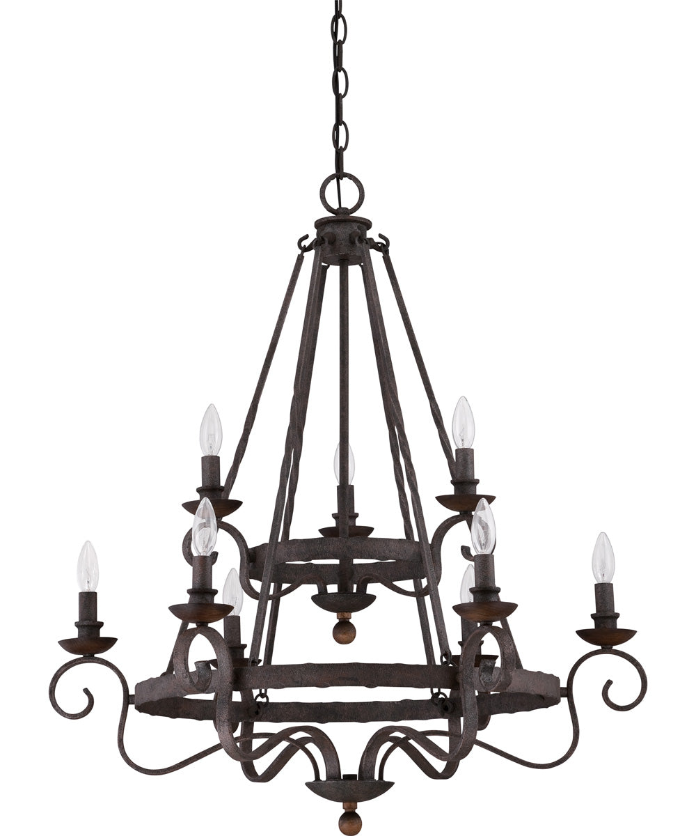 Noble 9-light Chandelier Rustic Black