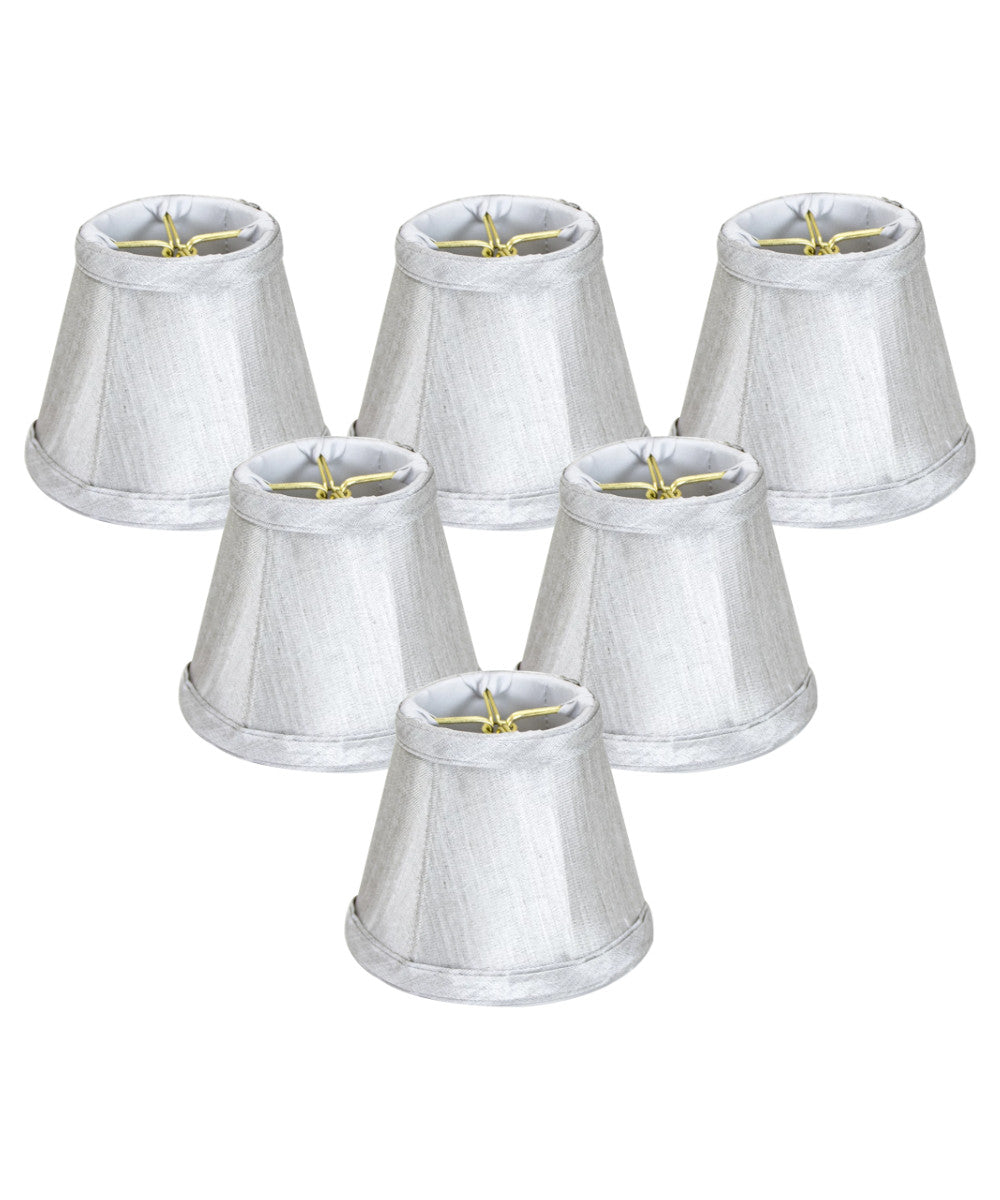 5"W x 4"H Set of 6 Gray Stretch Clip-On Candlelabra Clip-On Lamp shade